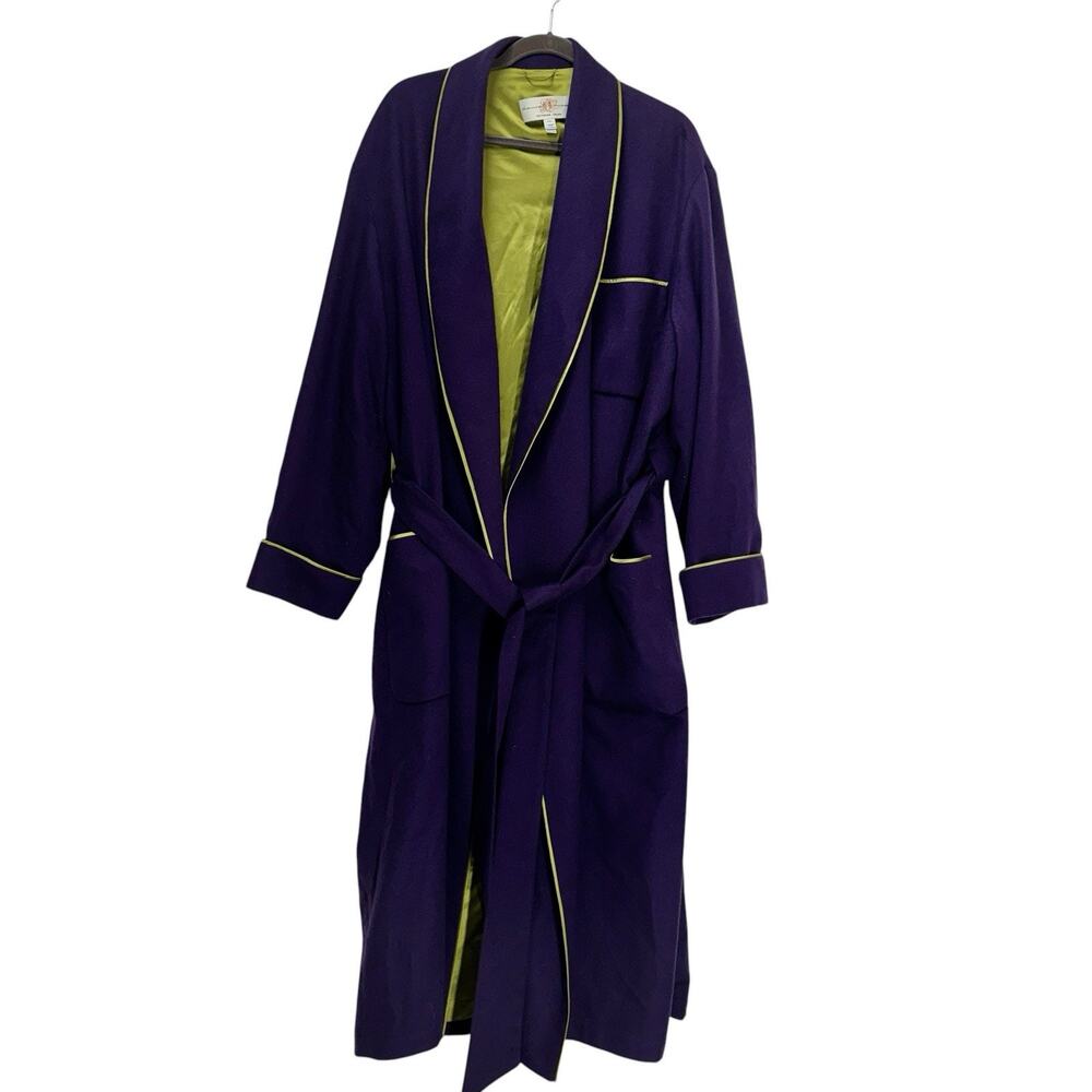 Daniel Hanson 100% Cashmere Robe XXL Purple Green Silk Lined Made England Luxury